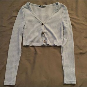 Shein baby blue long sleeve crop top